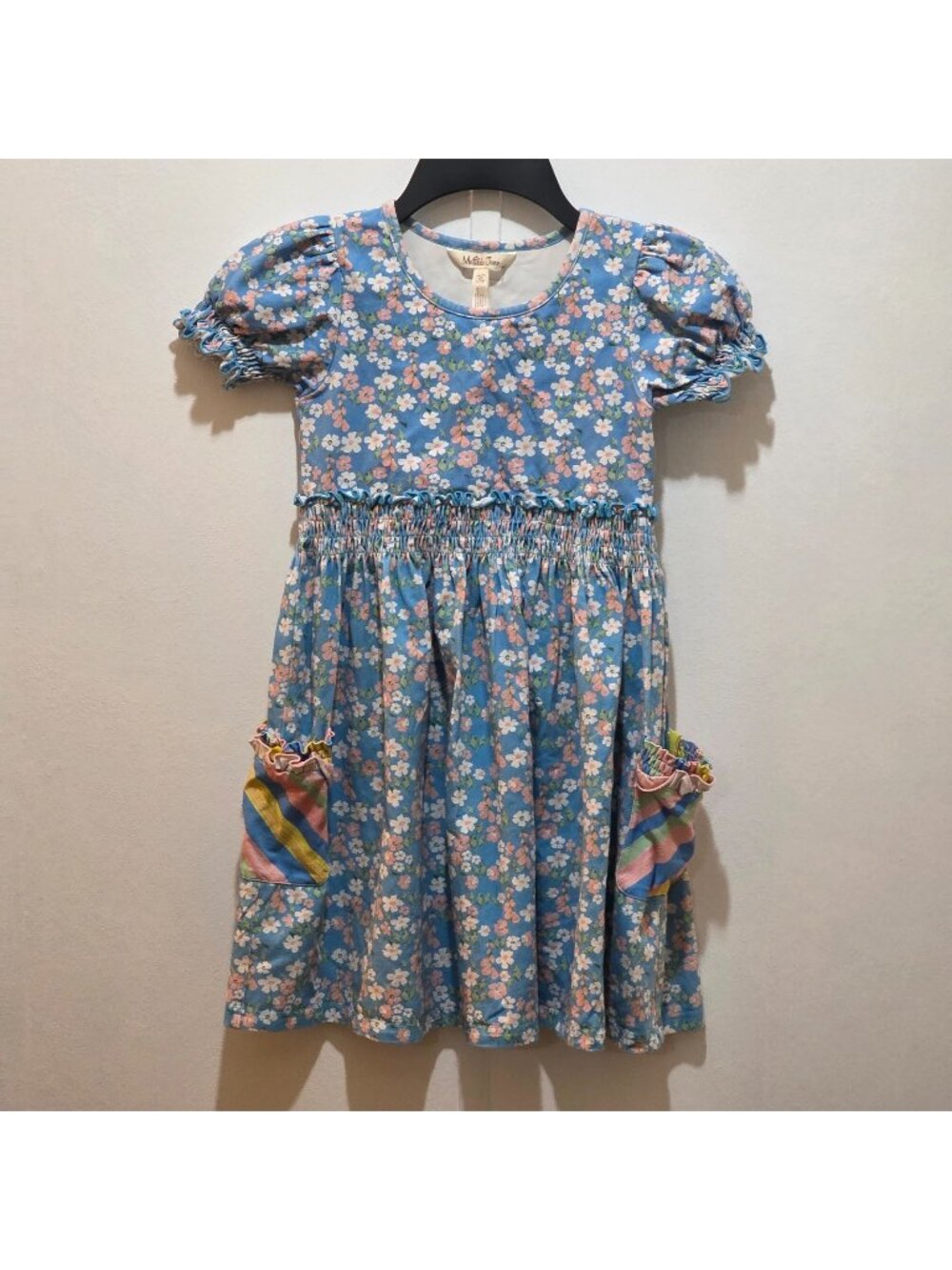 Matilda Jane Blue Daisy Floral S/S Swing Dress Rainbow Pockets Girls 8Y 8